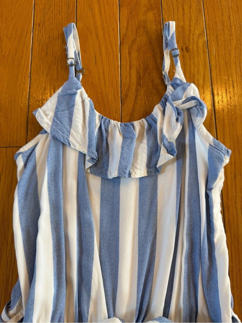 Abercrombie Kids Size 9/10 Blue & White Striped Shorts Romper with Belt